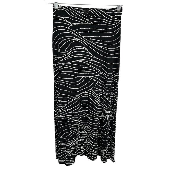 Susan Lawrence Black White Patterned Maxi Pencil Skirt Sz Medium - Picture 1 of 8
